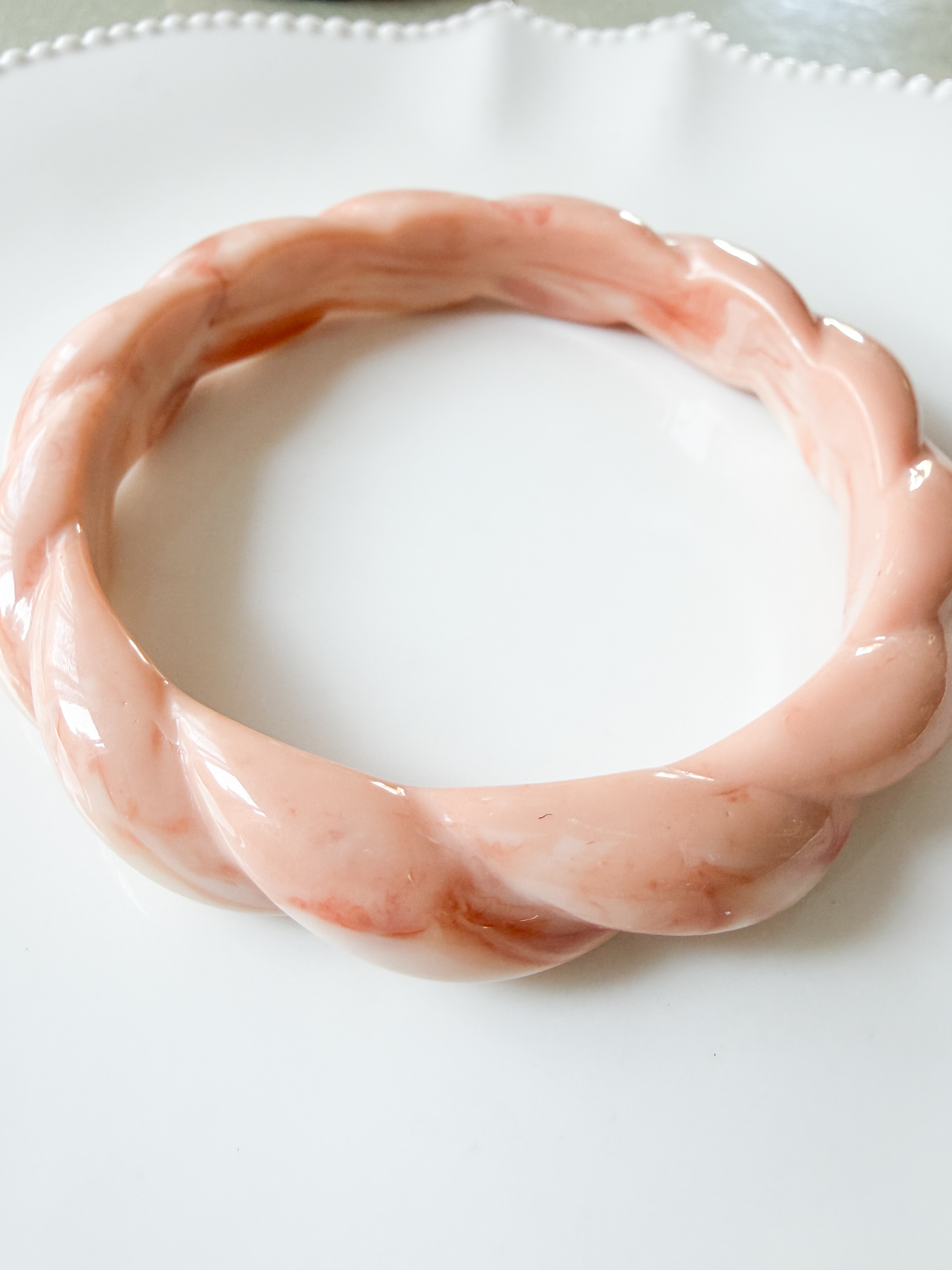 Bracelet jonc torsadé rose