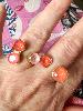 Bague cristal trio corail doré