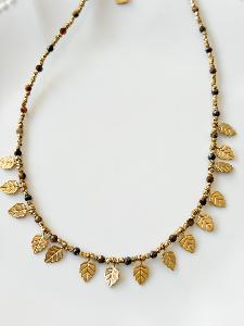 Collier pierres Automne marron doré