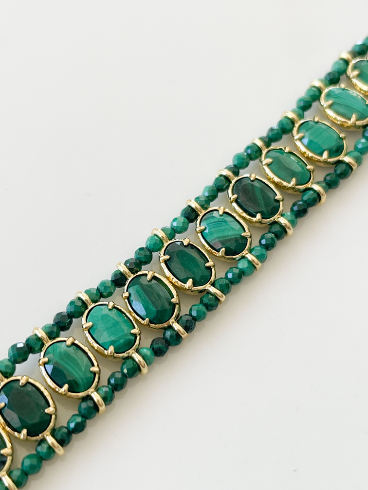 Bracelet pierres Jill vert doré