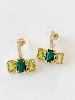 Boucles pierres Sarah vert doré 