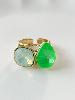 Bague Cristal duo vert doré