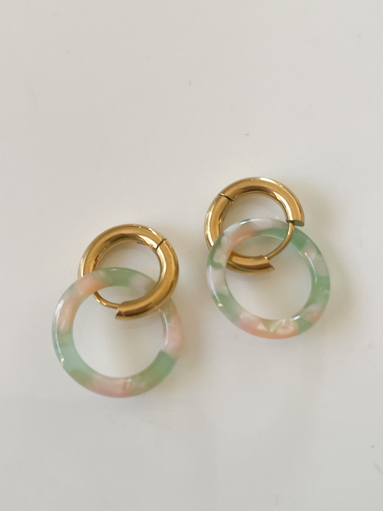 boucles Betty rose verte doré