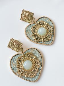Boucles coeur fleur vert doré