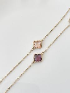 Bracelet cristal fleur rose doré