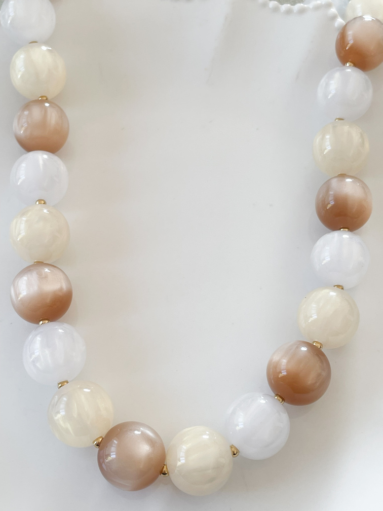 collier Rita beige marron doré