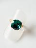 Bague cristal solo vert doré