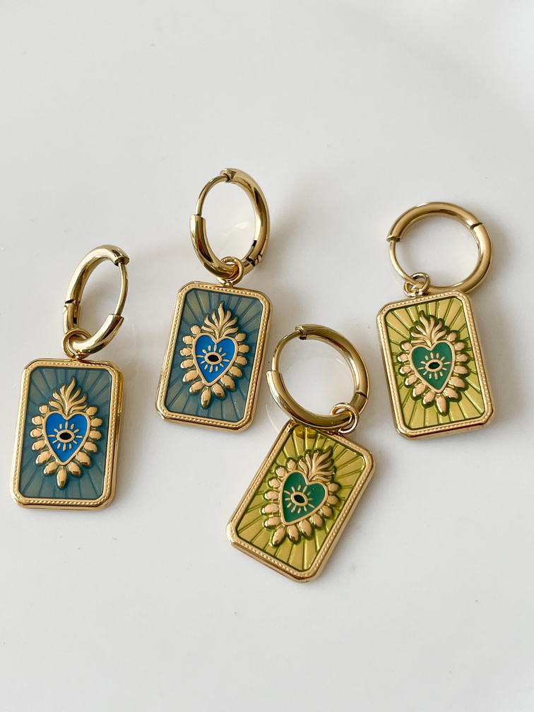 boucles médaille vert doré