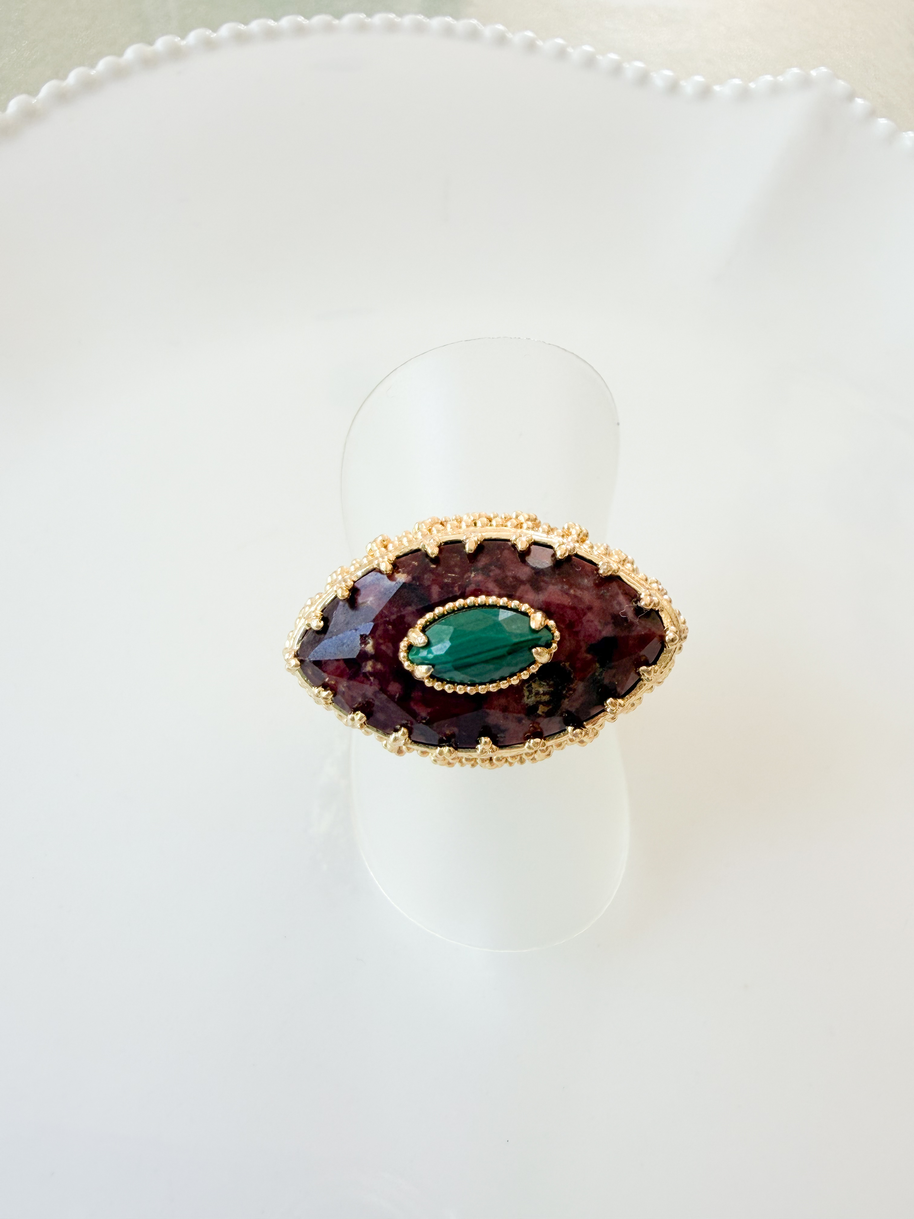 bague pierres Naya prune doré 