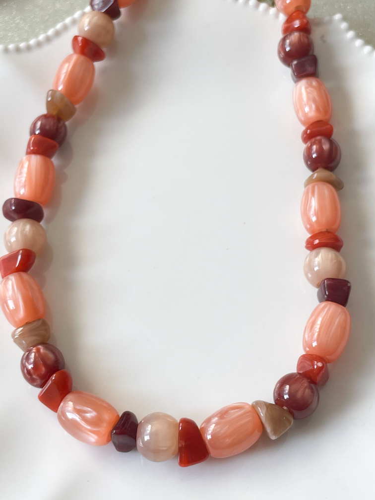 collier Caroline rose brique doré