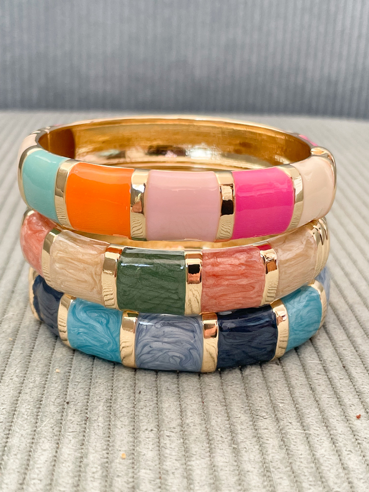 bracelet jonc Billie bleu doré