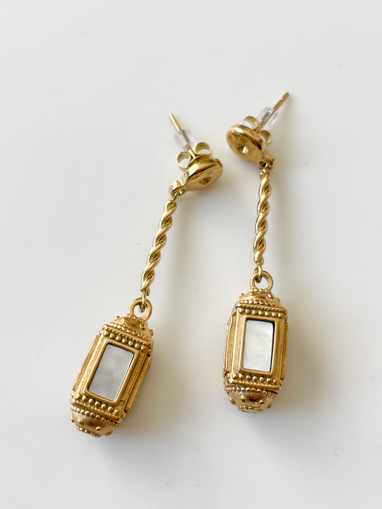 boucles Lanterne blanc doré