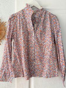 Chemise petites fleurs Season bleu corail L + chouchou