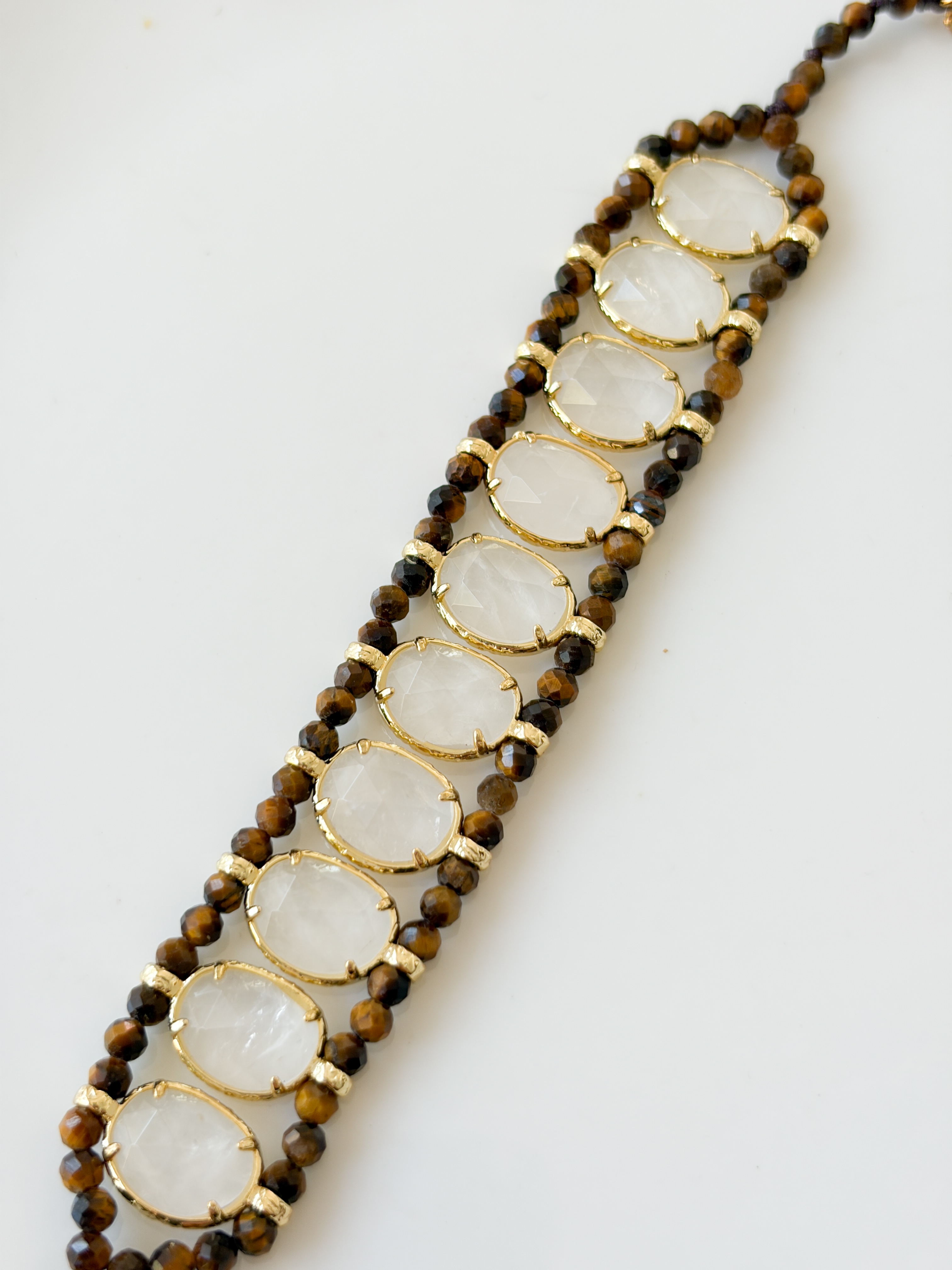 Bracelet pierres Pablo blanc doré