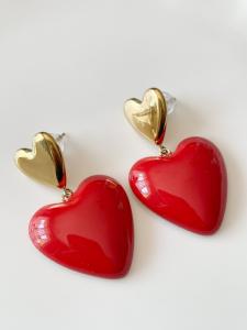 boucles Amour rouge doré