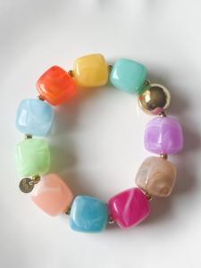 Bracelet perles multi printemps doré