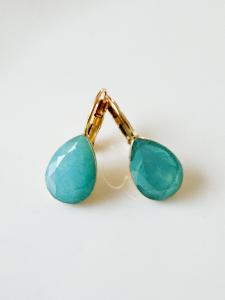 Boucles pierres goutte Amazonite doré