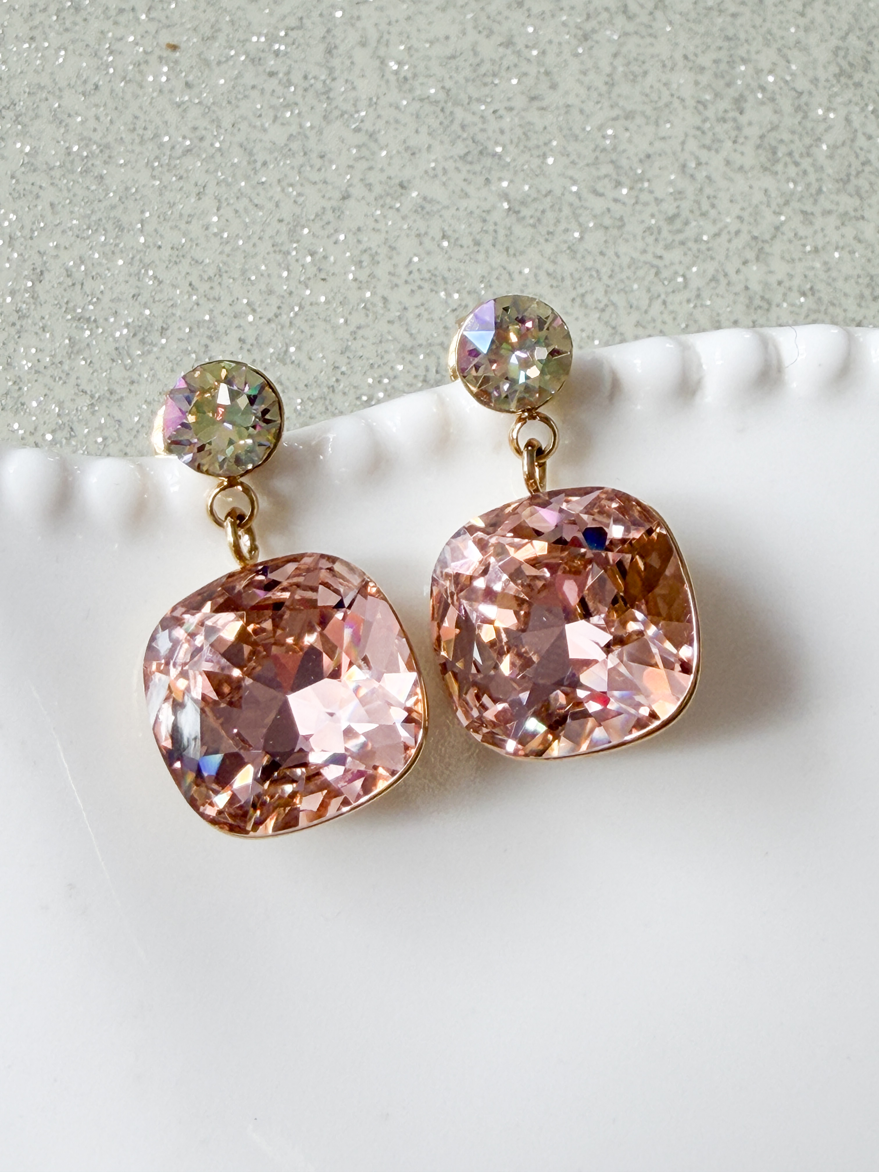 Boucles cristal délicate rose doré