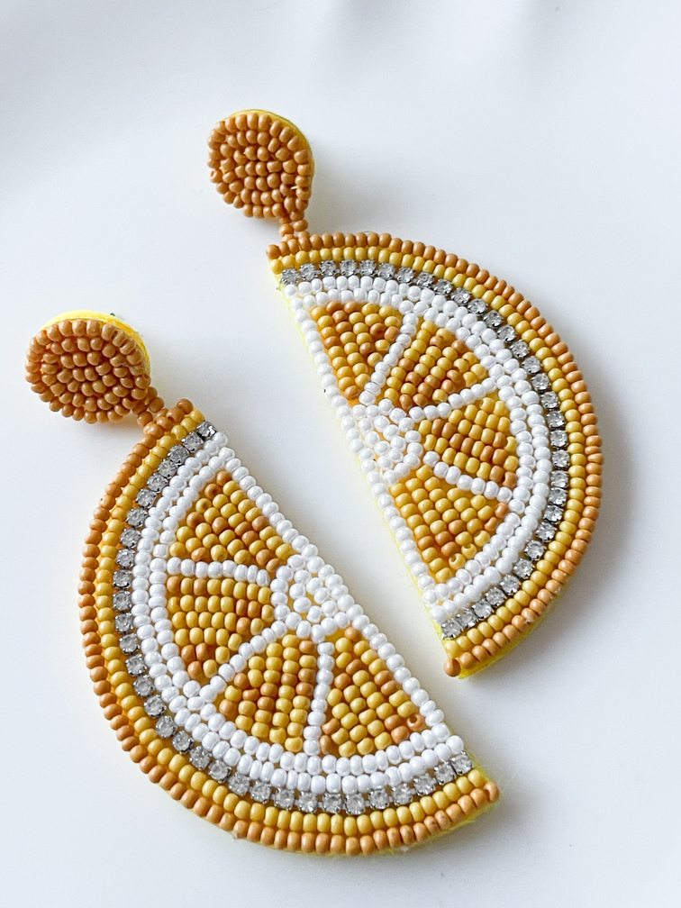 Boucles Orange perles doré