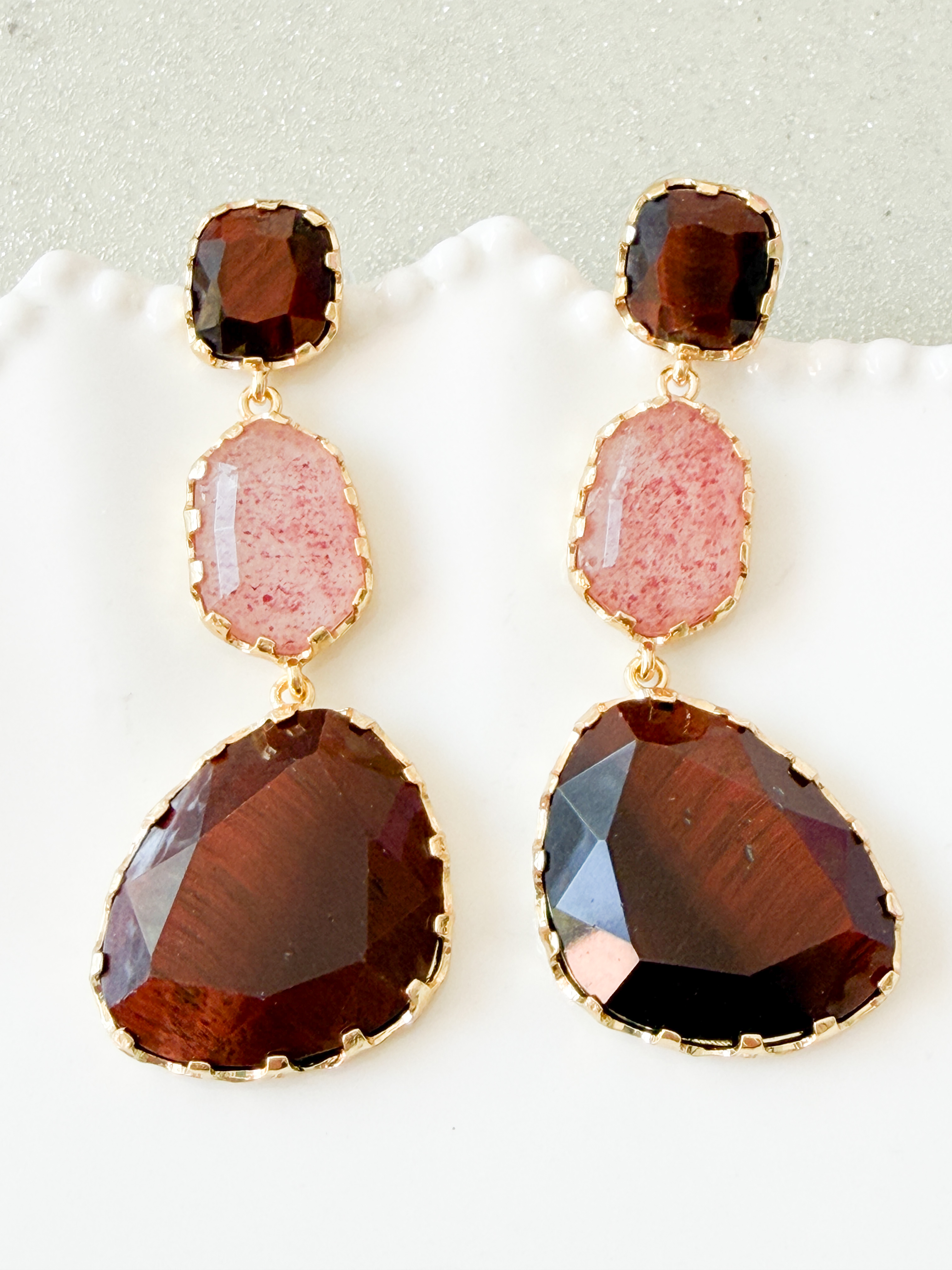 Boucles pierres Fiona doré