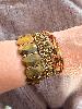 Bracelet pierres large marron doré
