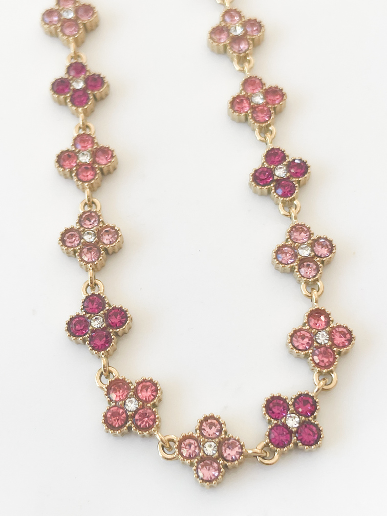 Collier fleurs Gina rose doré
