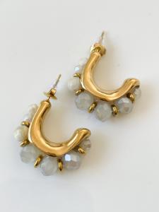 Boucles créoles Nina blanc gris doré