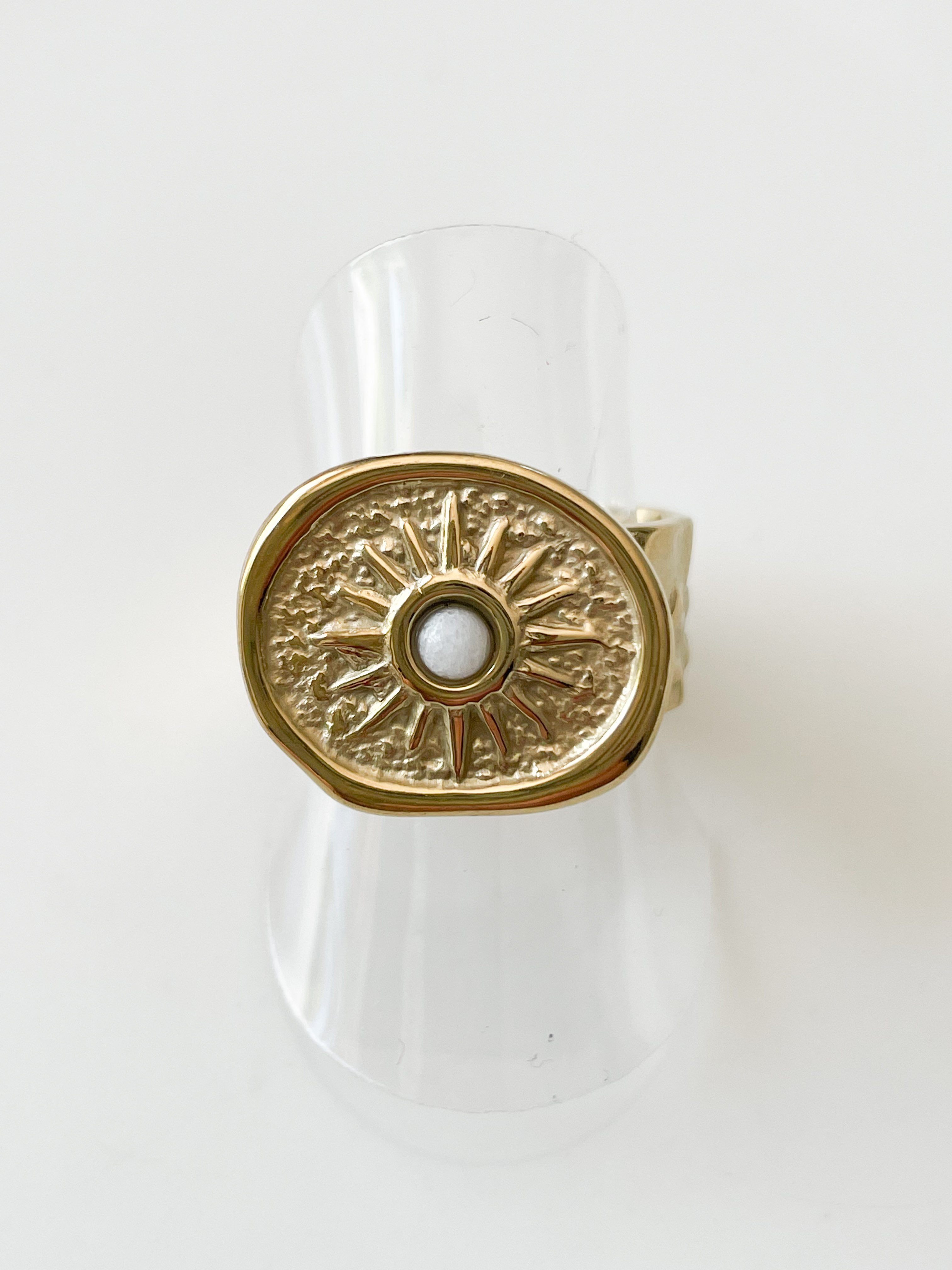 bague soleil blanc doré du live
