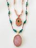 Collier pierres Lou vert rose doré