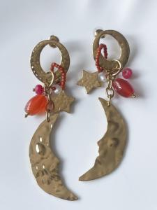 Boucles Lune marron doré