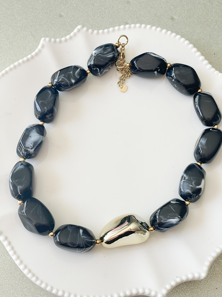 Collier Andy noir doré