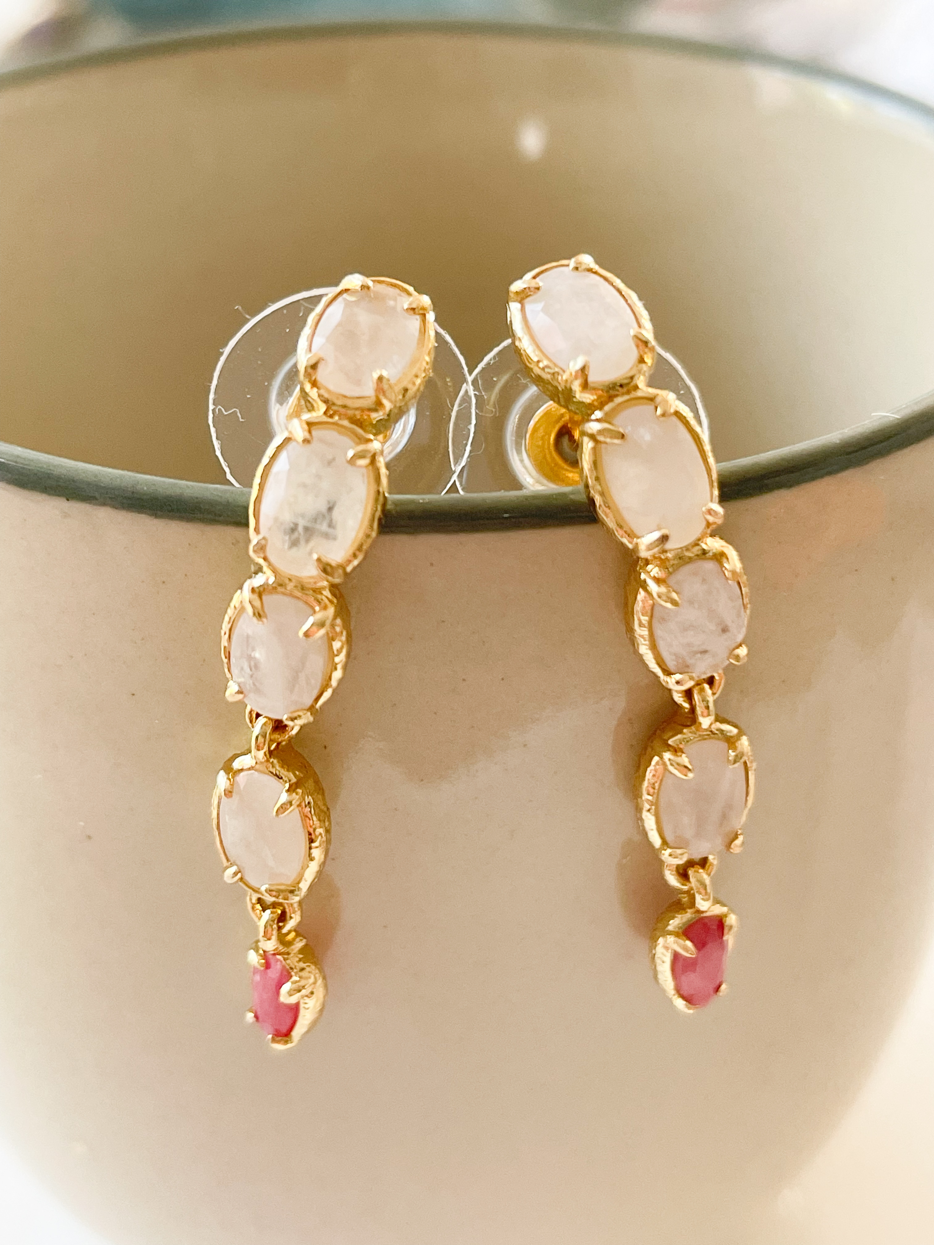 Boucles pierres Zoé blanc doré 