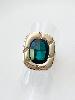 bague cristal grande vert doré