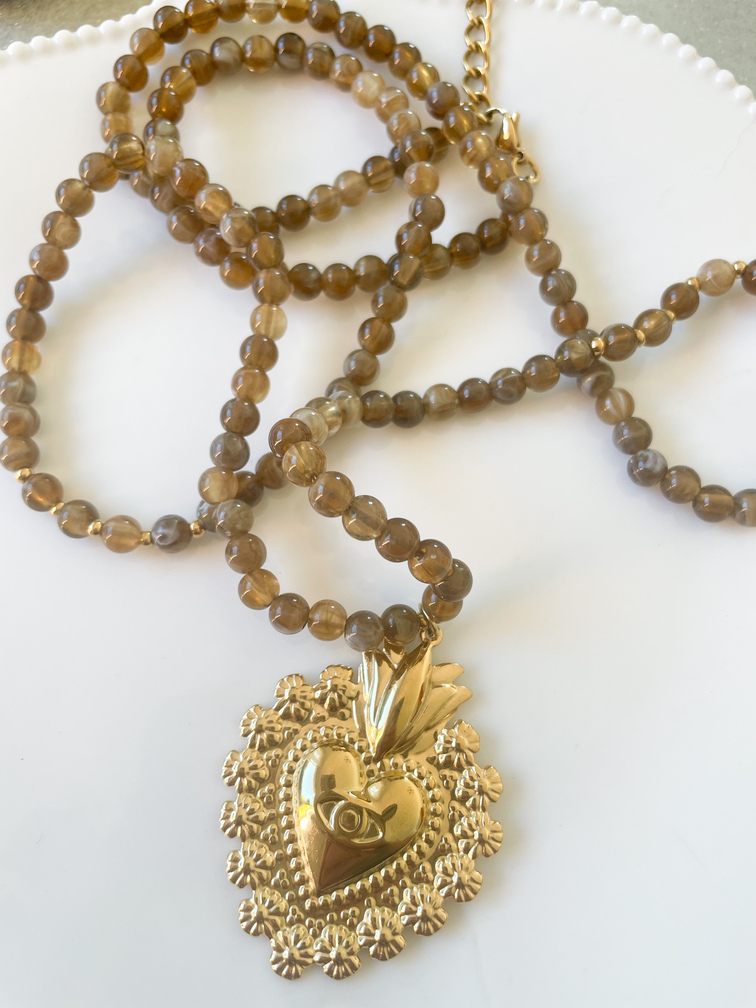 collier sautoir coeur doré