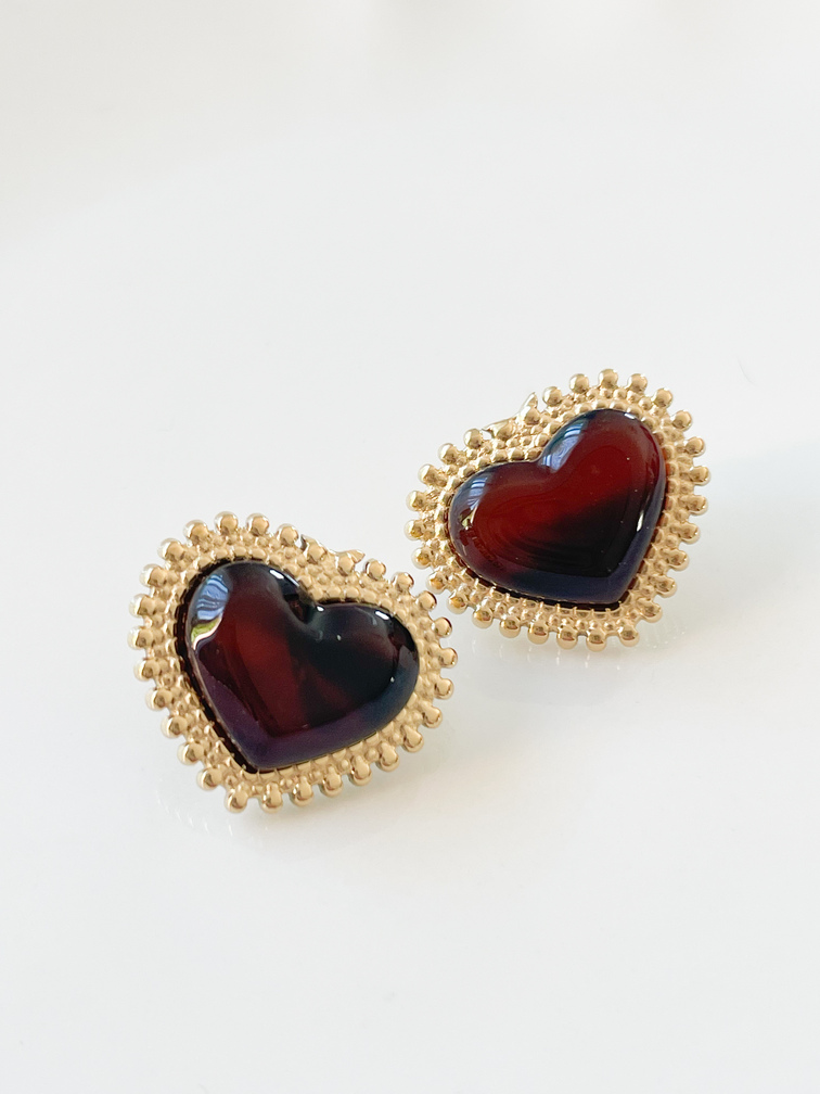 boucles coeur ambre doré