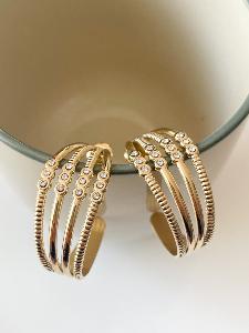 boucles créoles strass blanc doré