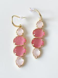 boucles pierres Adèle rose doré