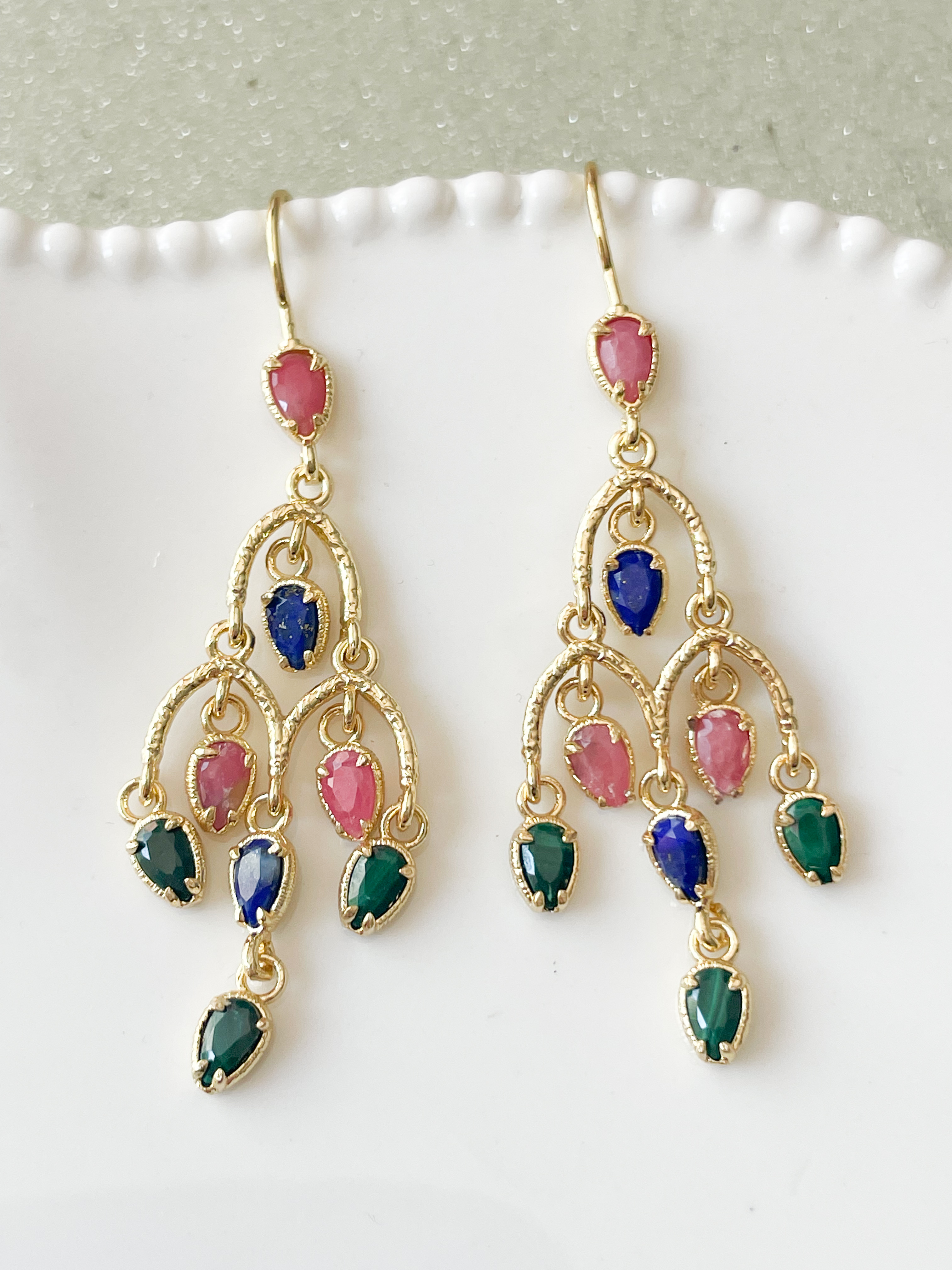 Boucles pierres Chandelier doré