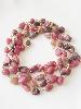 Collier sautoir bracelet pierres Sweet rose fonçé doré