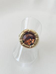 Bague cristal carré marron doré