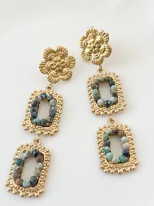 Boucles pierres garden vert doré