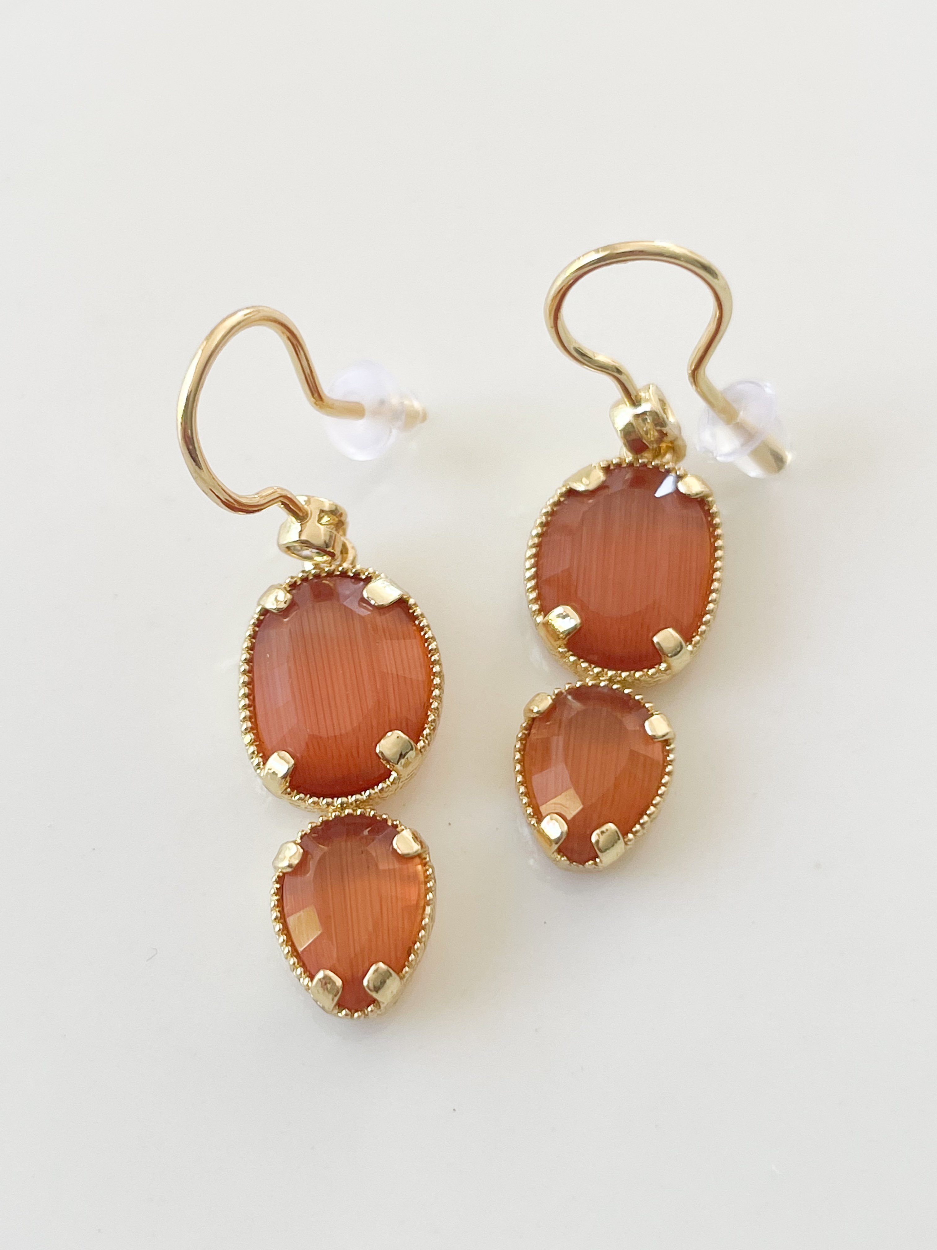 Boucles pierres Juliette brique doré