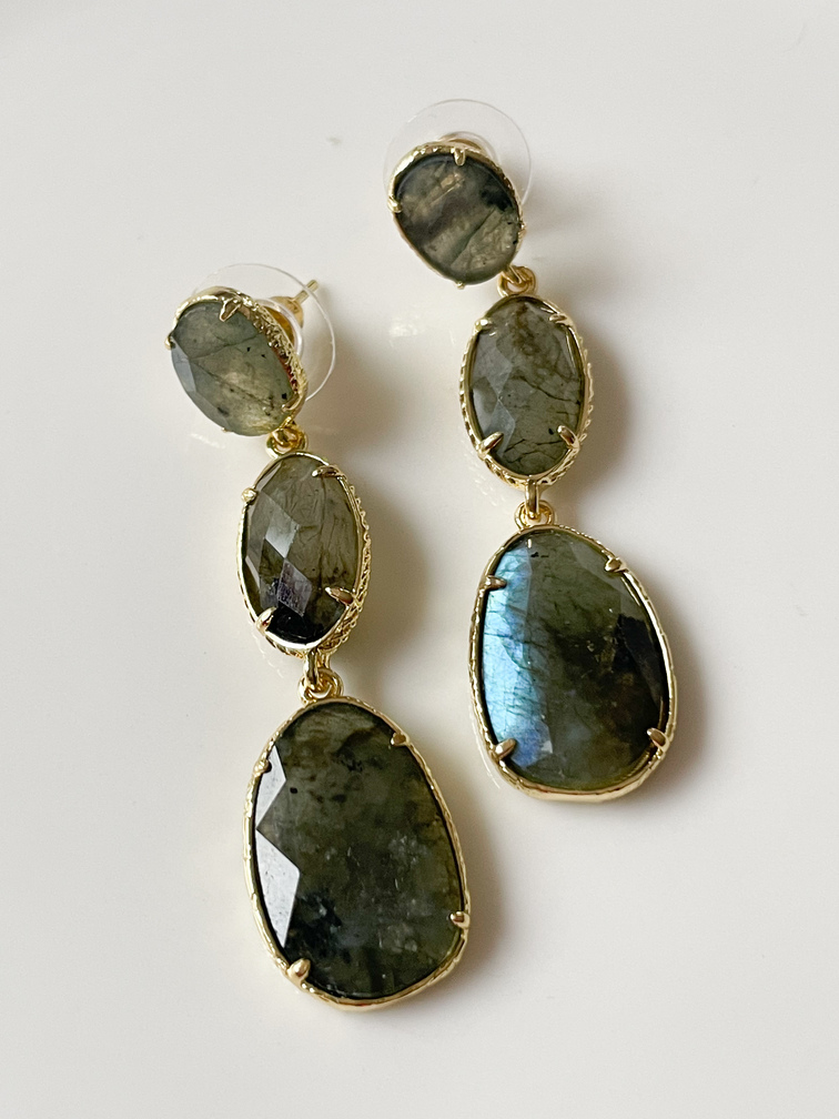 Boucles pierres Tribu Amazonite doré