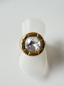 Bague cristal carré blanc doré