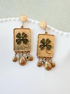 Boucles trèfles doré 