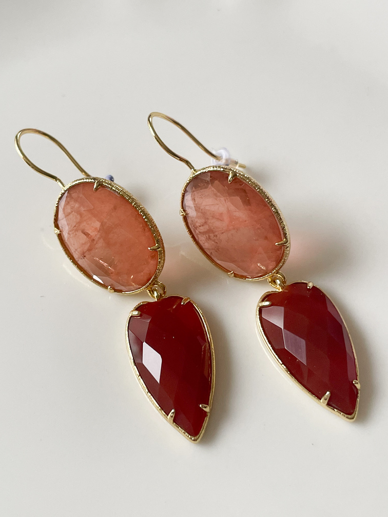 Boucles pierres Talia brique doré