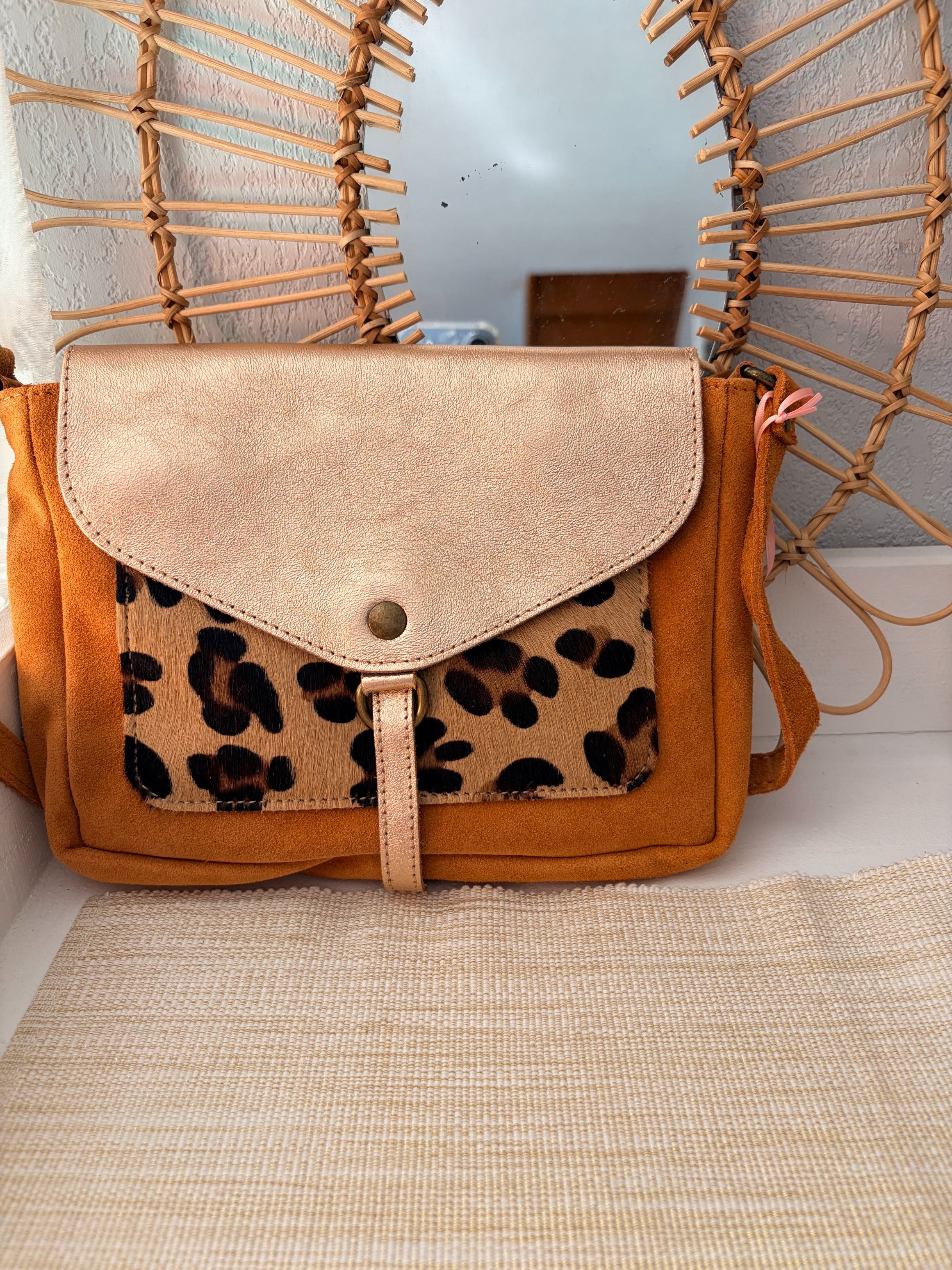 Sac panthère doré cuir 