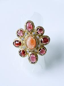 Bague pierres Rachelle rose doré