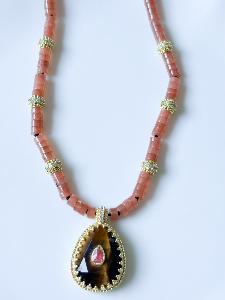 Collier pierres Tiger doré
