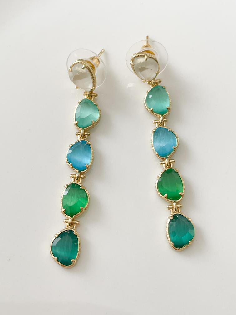 Boucles pierres Patou vert doré